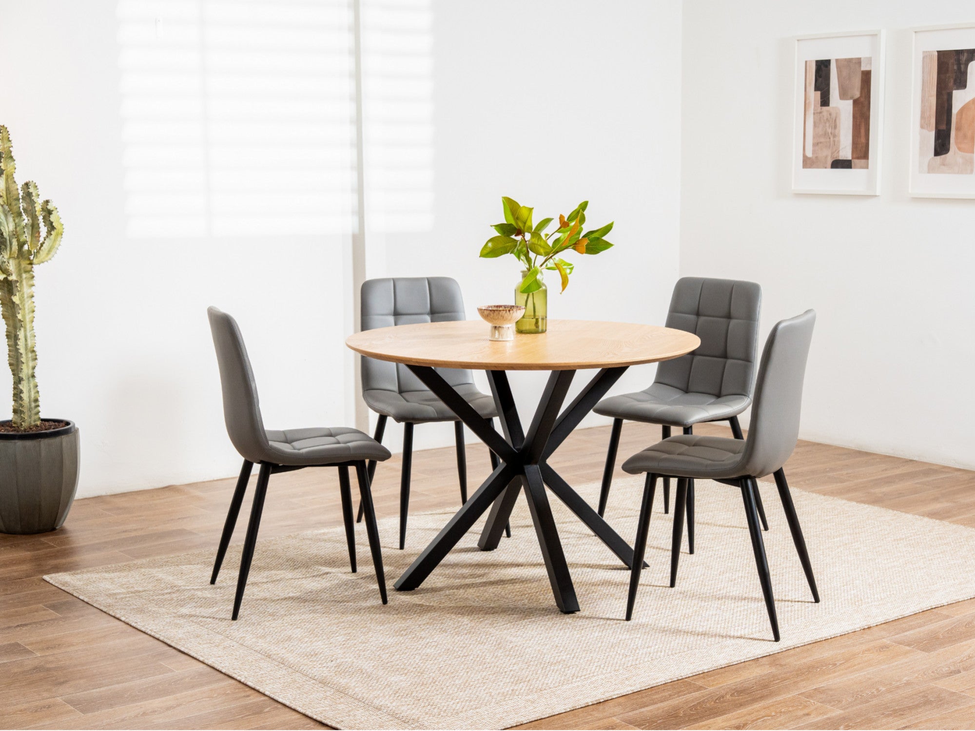 Jack Dining Chair – Charcoal | Eco Leather & Black Frame (Set of 4)