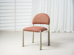 Egypt Dining Chair – Sunset | Textured Fabric & Creamy Frame (Set of 2)