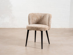 Greta Dining Chair – Latte | Chenille Fabric & Black Frame (Set of 2)