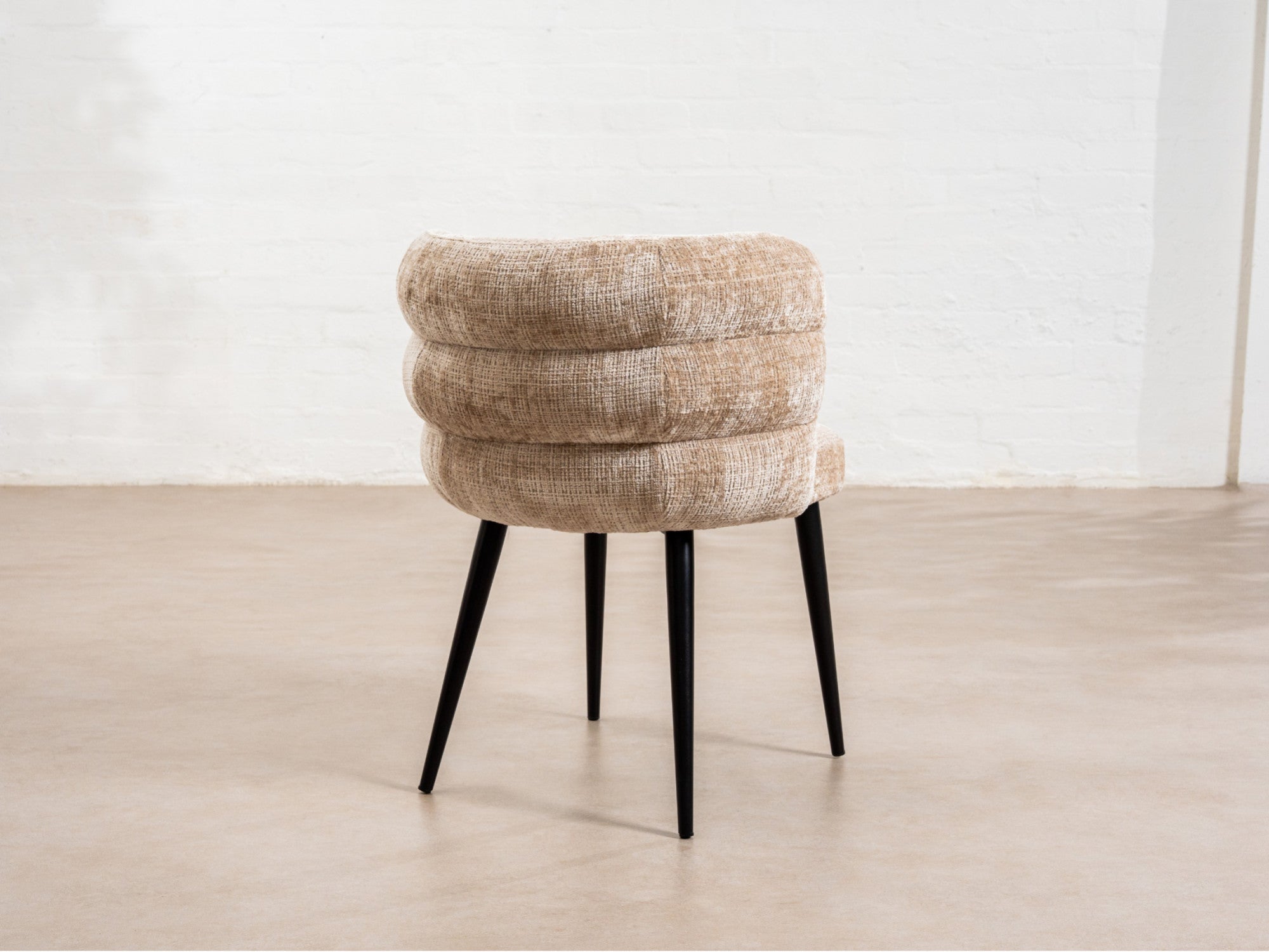 Greta Dining Chair – Latte | Chenille Fabric & Black Frame (Set of 2)