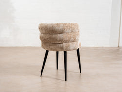 Greta Dining Chair – Latte | Chenille Fabric & Black Frame (Set of 2)