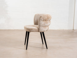 Greta Dining Chair – Latte | Chenille Fabric & Black Frame (Set of 2)