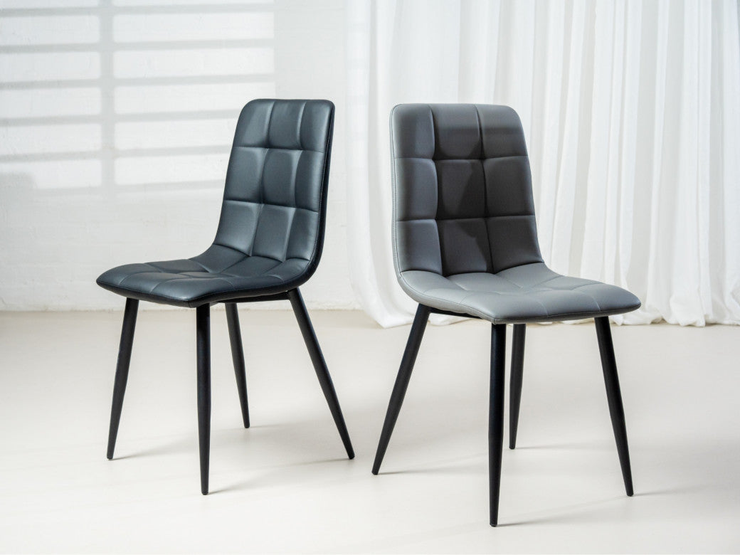 Jack Dining Chair – Charcoal | Eco Leather & Black Frame (Set of 2)
