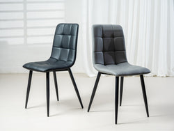 Jack Dining Chair – Charcoal | Eco Leather & Black Frame (Set of 2)