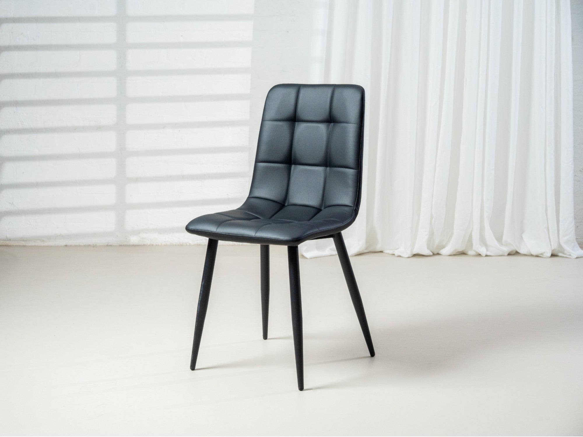 Jack Dining Chair – Charcoal | Eco Leather & Black Frame (Set of 4)