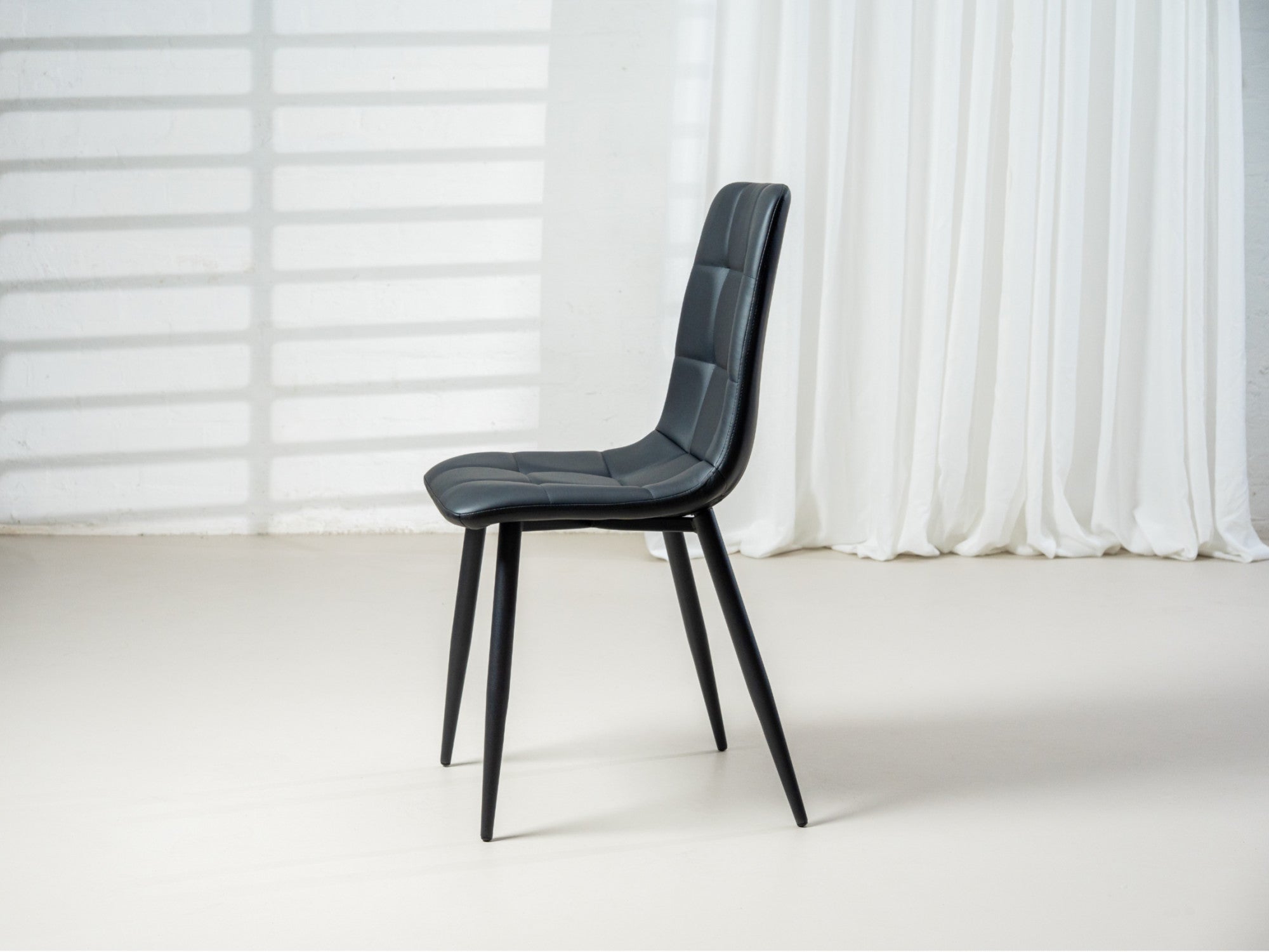 Jack Dining Chair – Charcoal | Eco Leather & Black Frame (Set of 4)