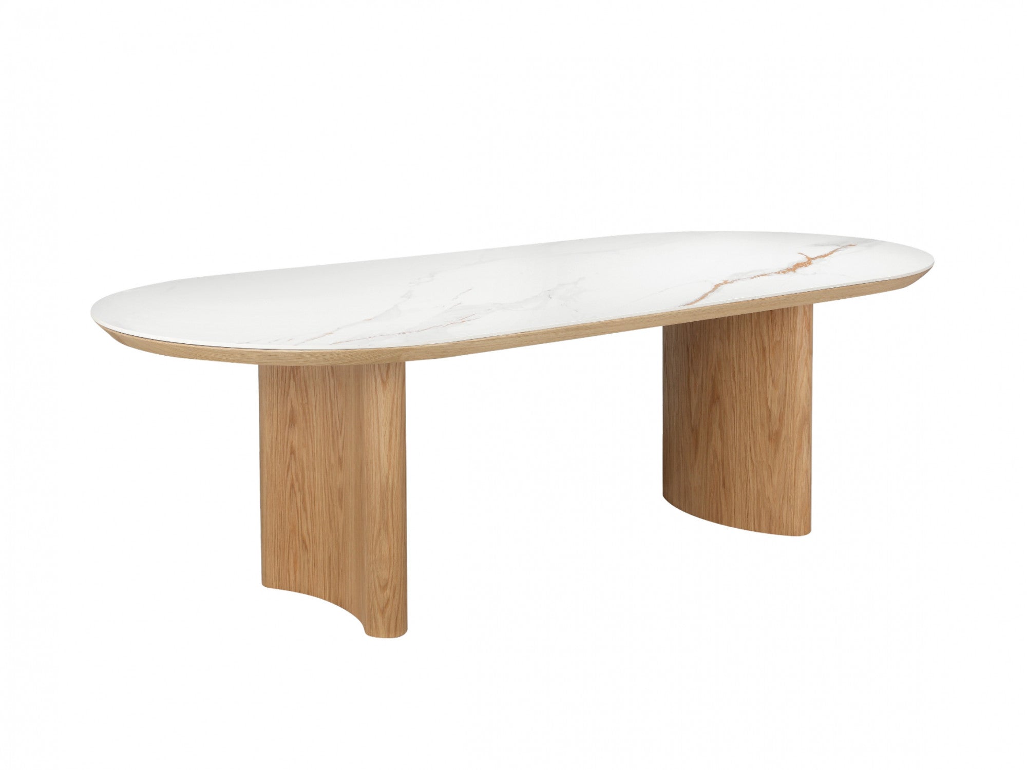 Lucerne Dining Table – Natural & Ceramic | White Oak Veneer & Marble Effect Top