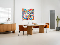 Lucerne Dining Table – Natural & Ceramic | White Oak Veneer & Marble Effect Top