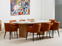 Lucerne Large Dining Table – Natural & Ceramic | White Oak Veneer & Marble Effect Top