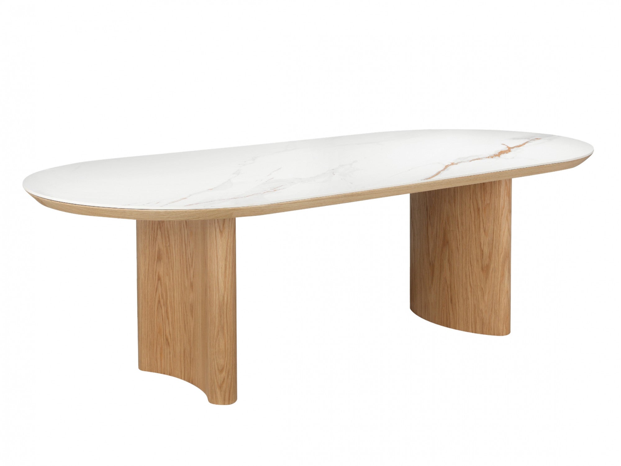 Lucerne Large Dining Table – Natural & Ceramic | White Oak Veneer & Marble Effect Top