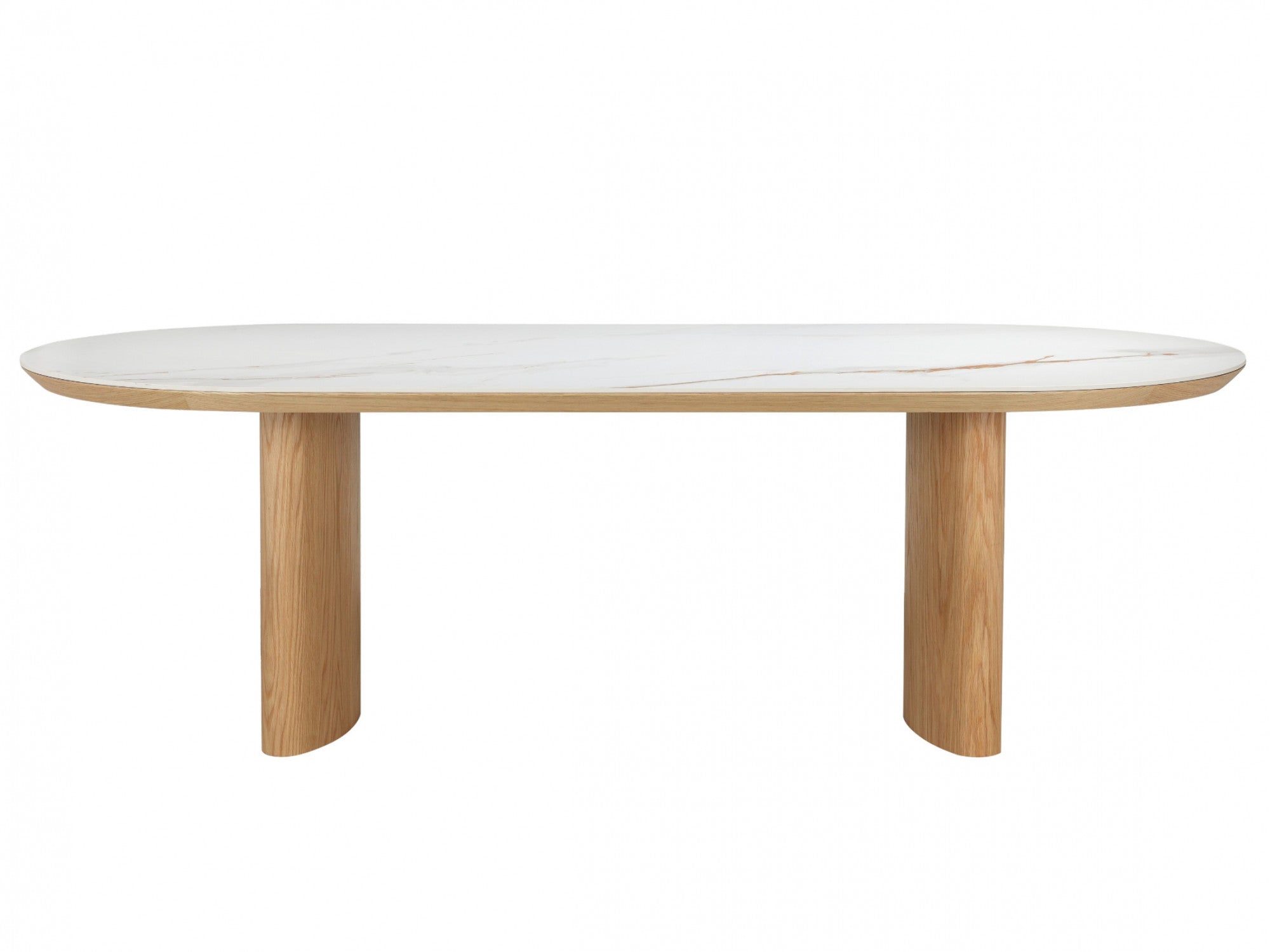 Lucerne Large Dining Table – Natural & Ceramic | White Oak Veneer & Marble Effect Top