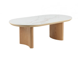 Lucerne Coffee Table – Natural & Ceramic | White Oak Veneer & Marble Effect Top