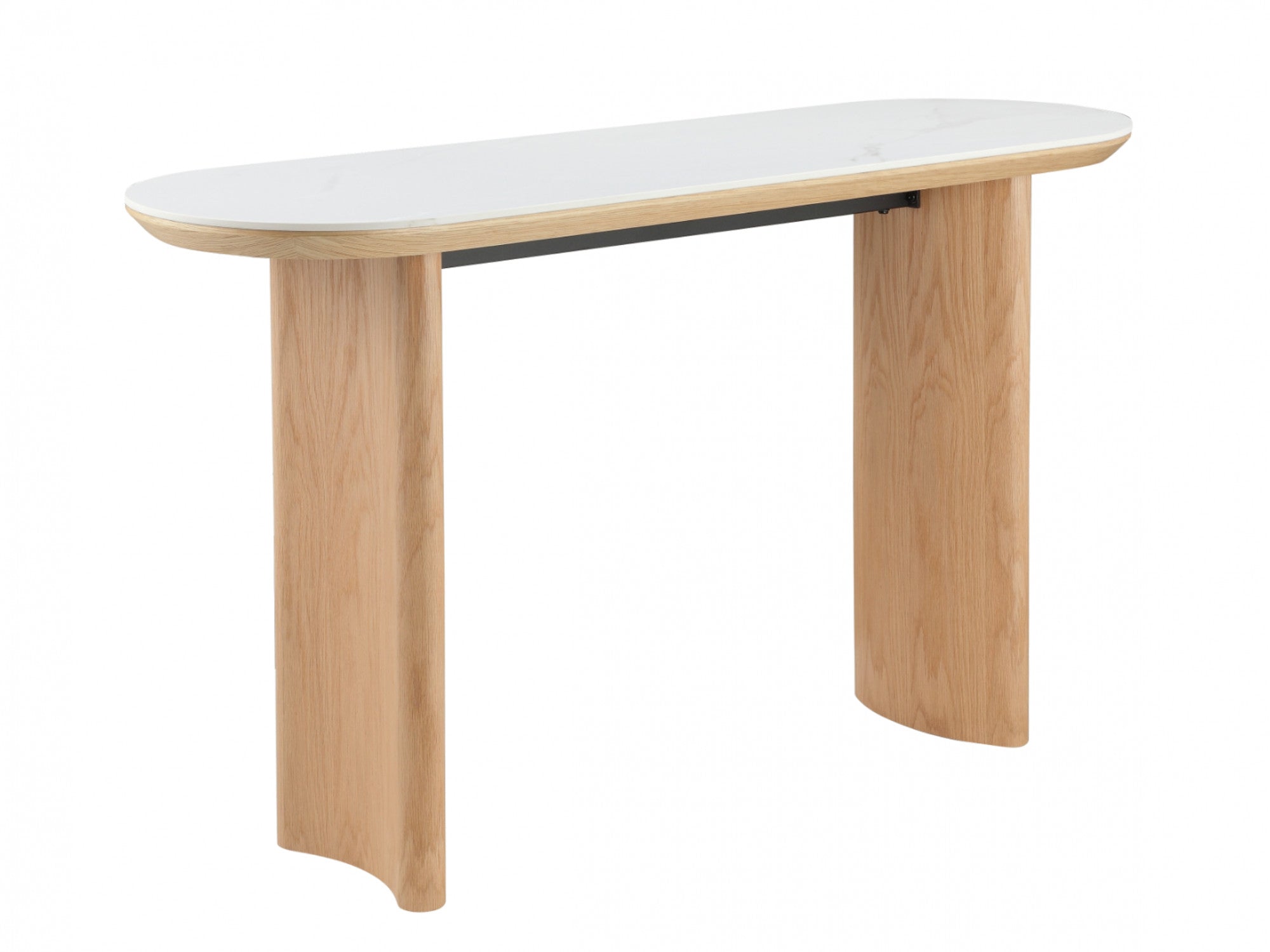 Lucerne Console Table – Natural & Ceramic | White Oak Veneer & Marble Effect Top