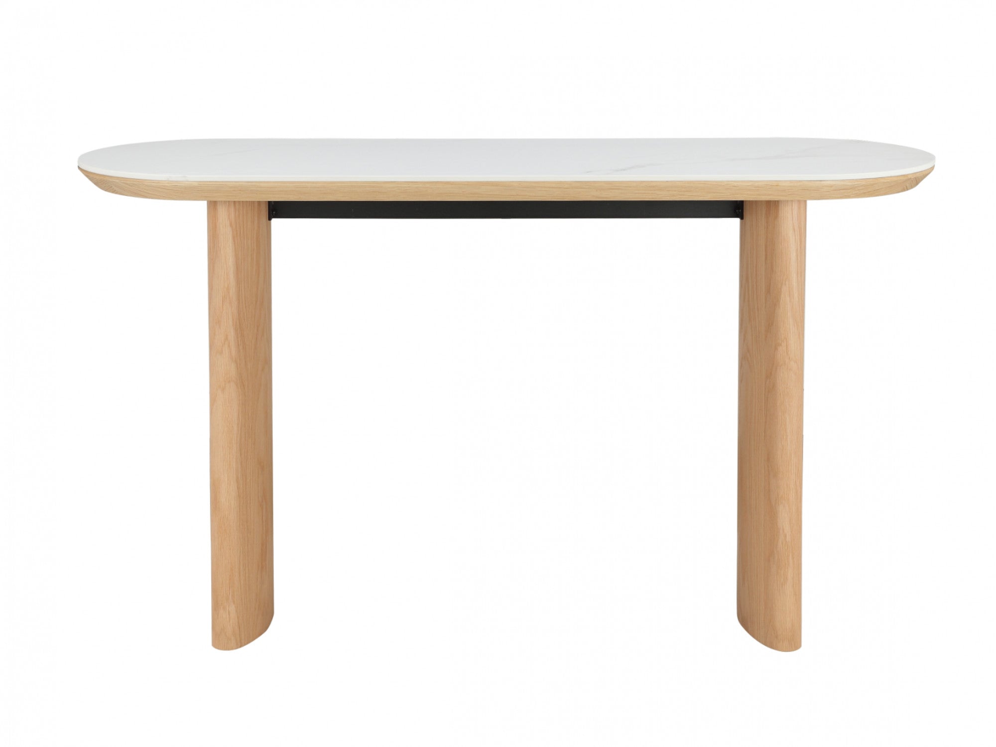Lucerne Console Table – Natural & Ceramic | White Oak Veneer & Marble Effect Top