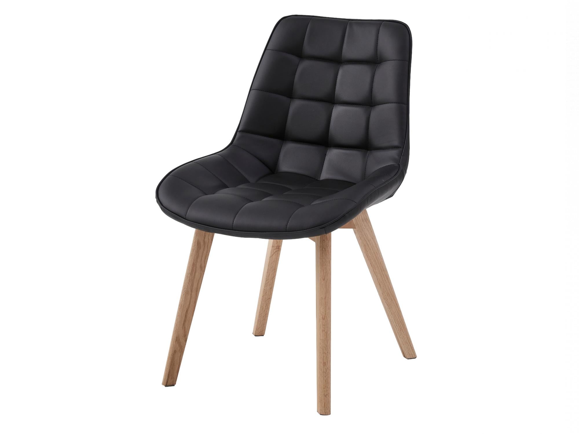 Forest Dining Chair – Black | Eco Leather &amp; Natural Oak Legs (Set of 2)