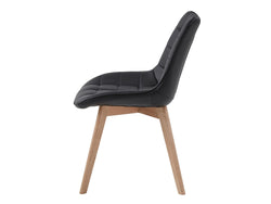 Forest Dining Chair – Black | Eco Leather &amp; Natural Oak Legs (Set of 2)
