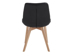 Forest Dining Chair – Black | Eco Leather &amp; Natural Oak Legs (Set of 2)