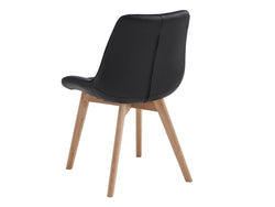 Forest Dining Chair – Black | Eco Leather &amp; Natural Oak Legs (Set of 2)