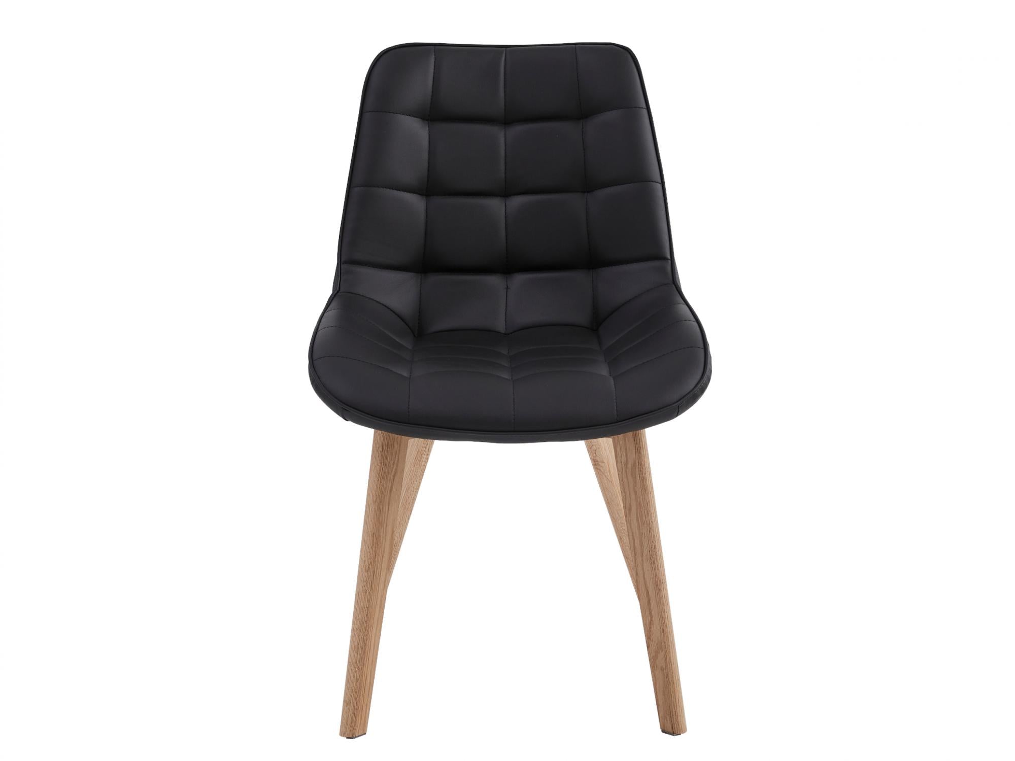 Forest Dining Chair – Black | Eco Leather &amp; Natural Oak Legs (Set of 2)