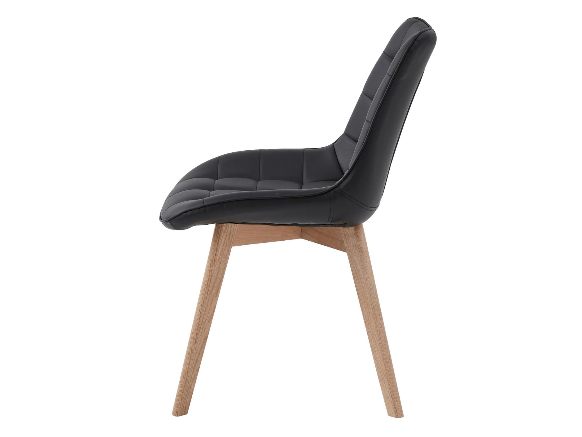 Forest Dining Chair – Black | Eco Leather & Natural Oak Legs (Set of 4)