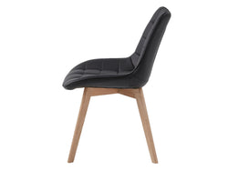 Forest Dining Chair – Black | Eco Leather & Natural Oak Legs (Set of 4)