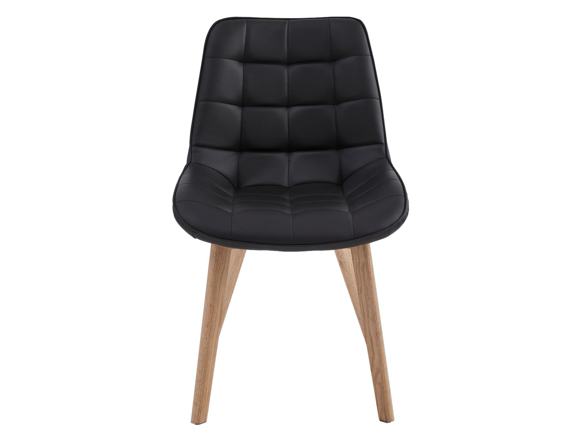Forest Dining Chair – Black | Eco Leather & Natural Oak Legs (Set of 4)