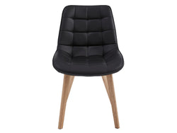 Forest Dining Chair – Black | Eco Leather & Natural Oak Legs (Set of 4)