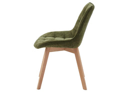 Forest Dining Chair – Green | Chenille Fabric & Natural Oak Legs (Set of 4)