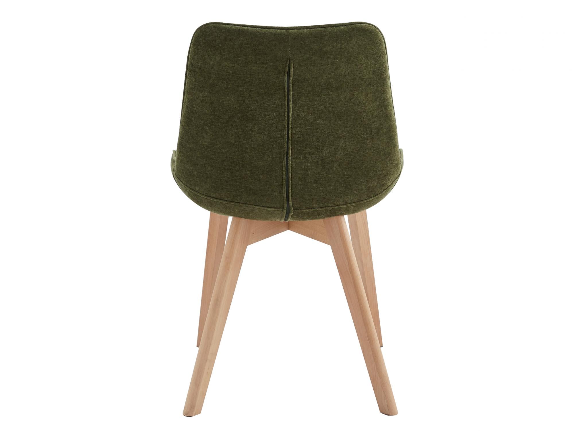 Forest Dining Chair – Green | Chenille Fabric & Natural Oak Legs (Set of 4)