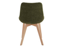 Forest Dining Chair – Green | Chenille Fabric & Natural Oak Legs (Set of 4)