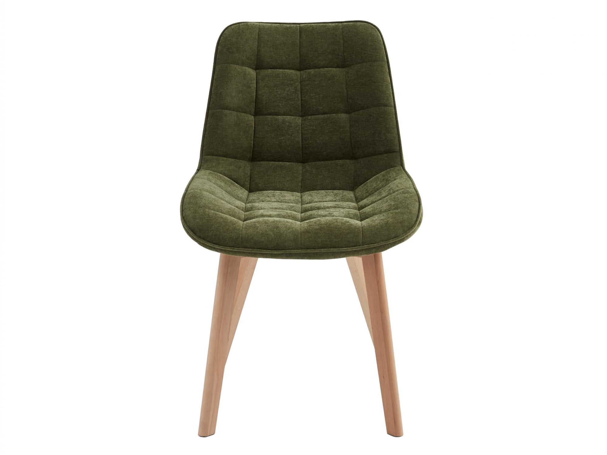 Forest Dining Chair – Green | Chenille Fabric & Natural Oak Legs (Set of 4)