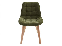 Forest Dining Chair – Green | Chenille Fabric & Natural Oak Legs (Set of 4)