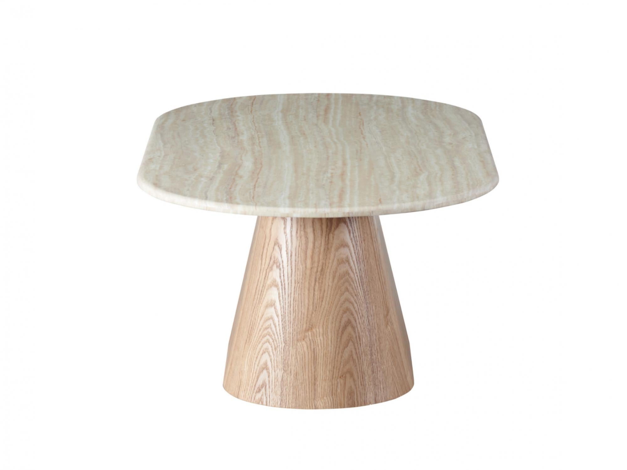 Waverley Coffee Table – White Travertine | Natural Ash Veneer | 130cm