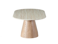 Waverley Coffee Table – White Travertine | Natural Ash Veneer | 130cm