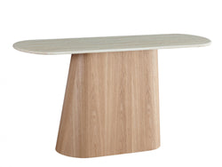 Waverley Console Table – White Travertine | Natural Ash Veneer