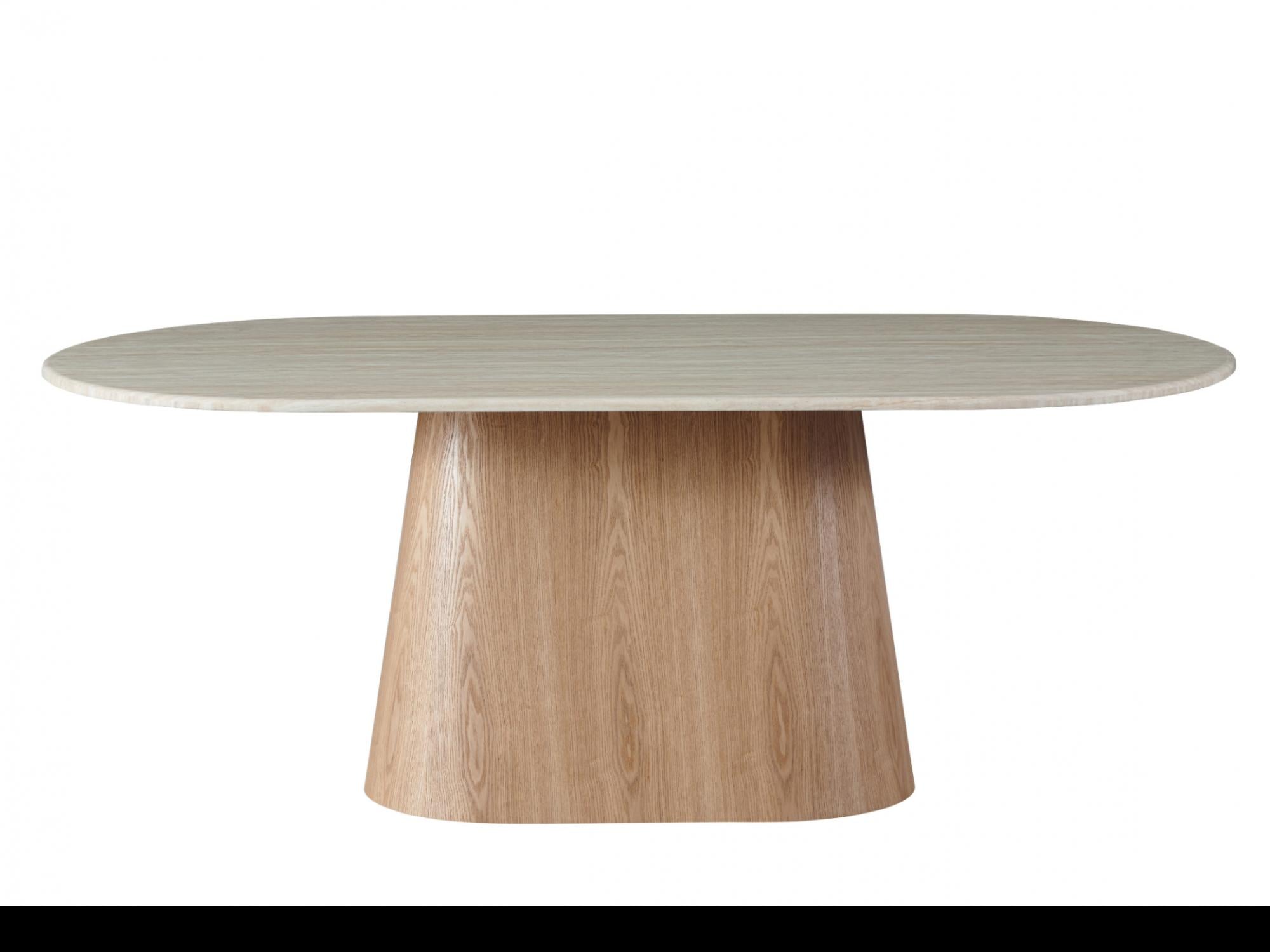 Waverley Dining Table – White Travertine | Natural Ash Veneer Base