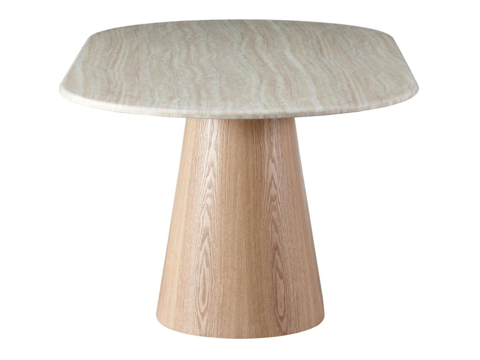 Waverley Dining Table – White Travertine | Natural Ash Veneer Base