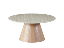 Waverley Coffee Table – White Travertine | Natural Ash Veneer