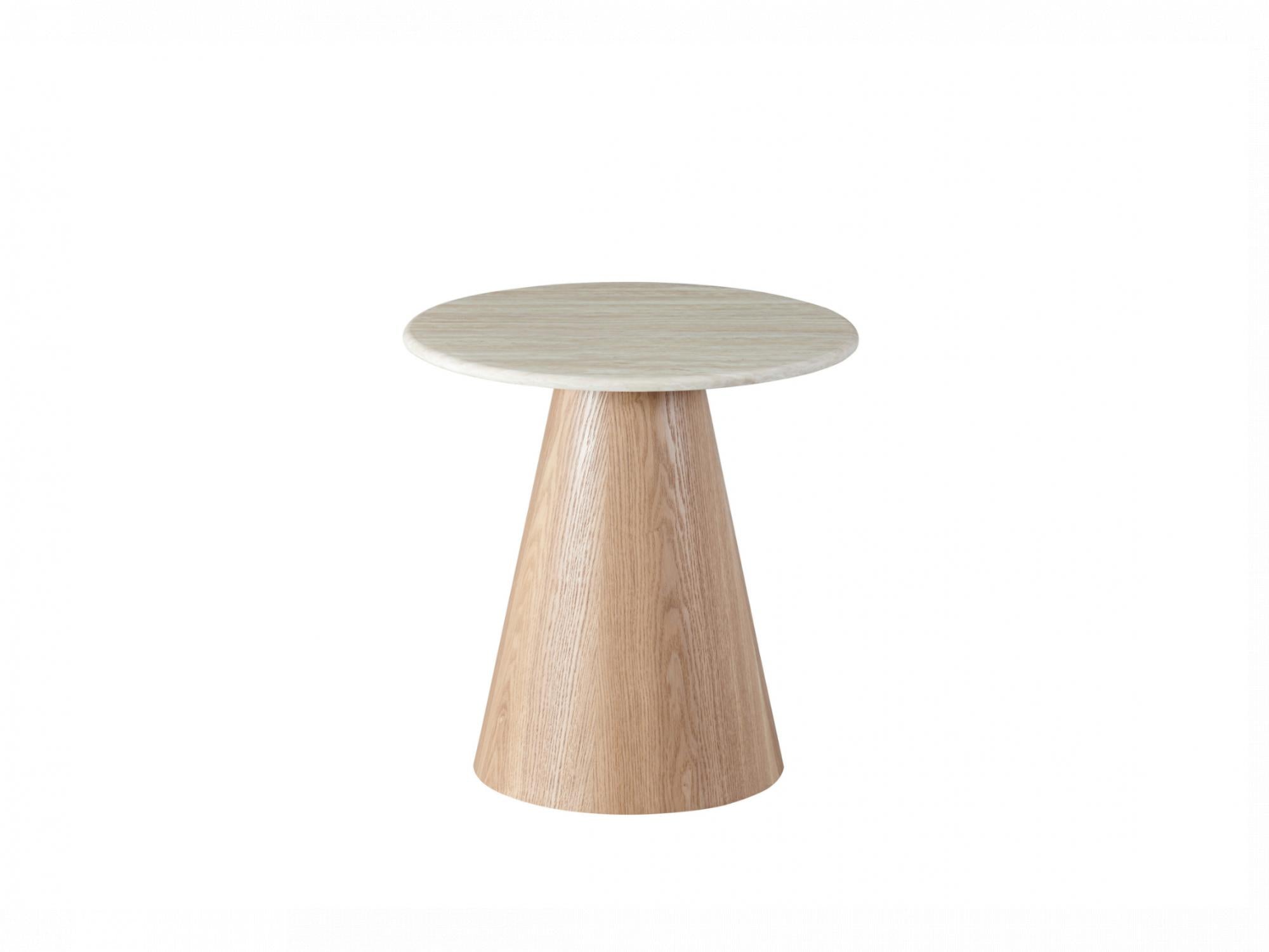 Waverley Side Table – White Travertine | Natural Ash Veneer