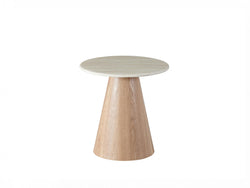 Waverley Side Table – White Travertine | Natural Ash Veneer