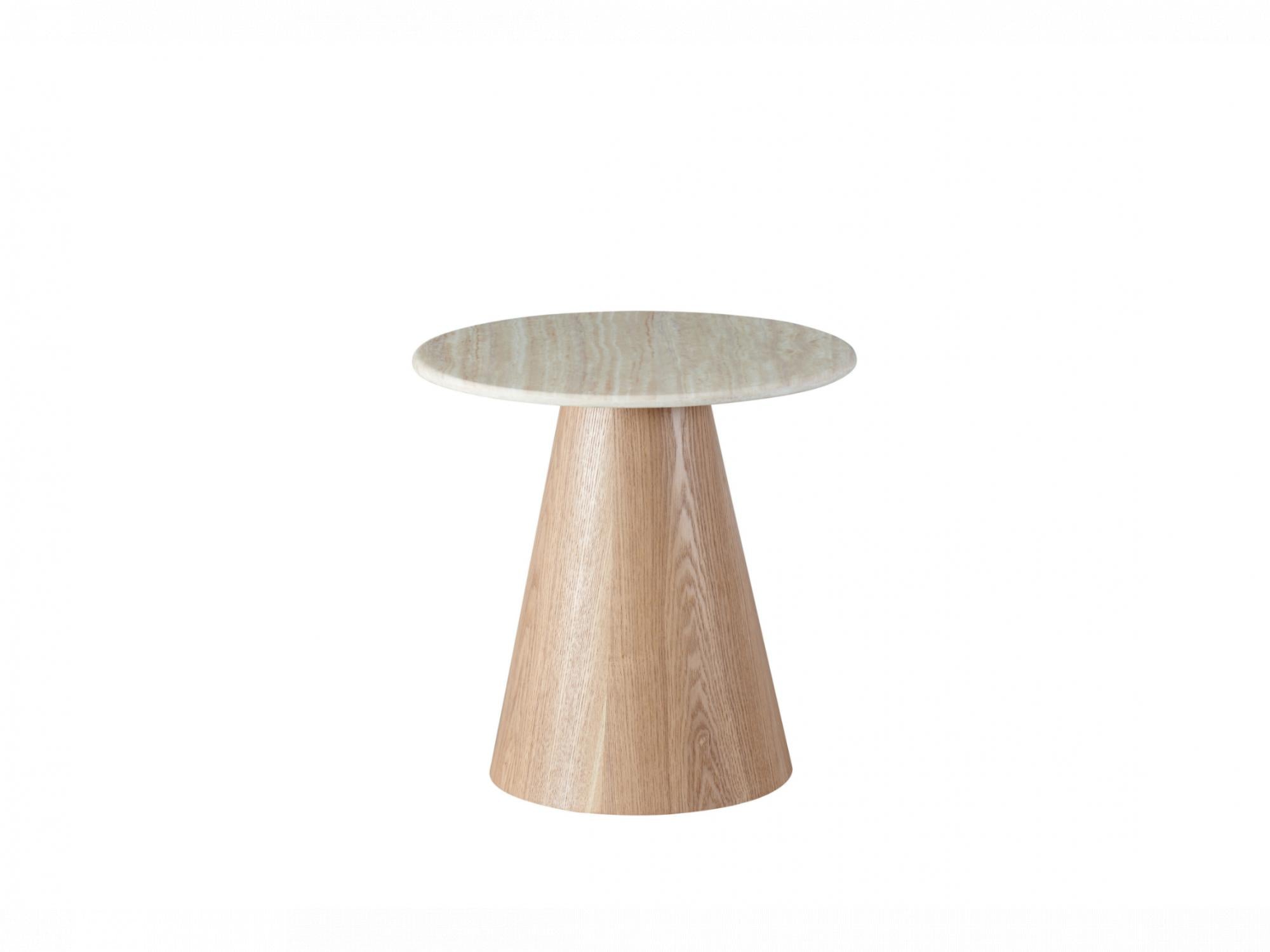 Waverley Side Table – White Travertine | Natural Ash Veneer