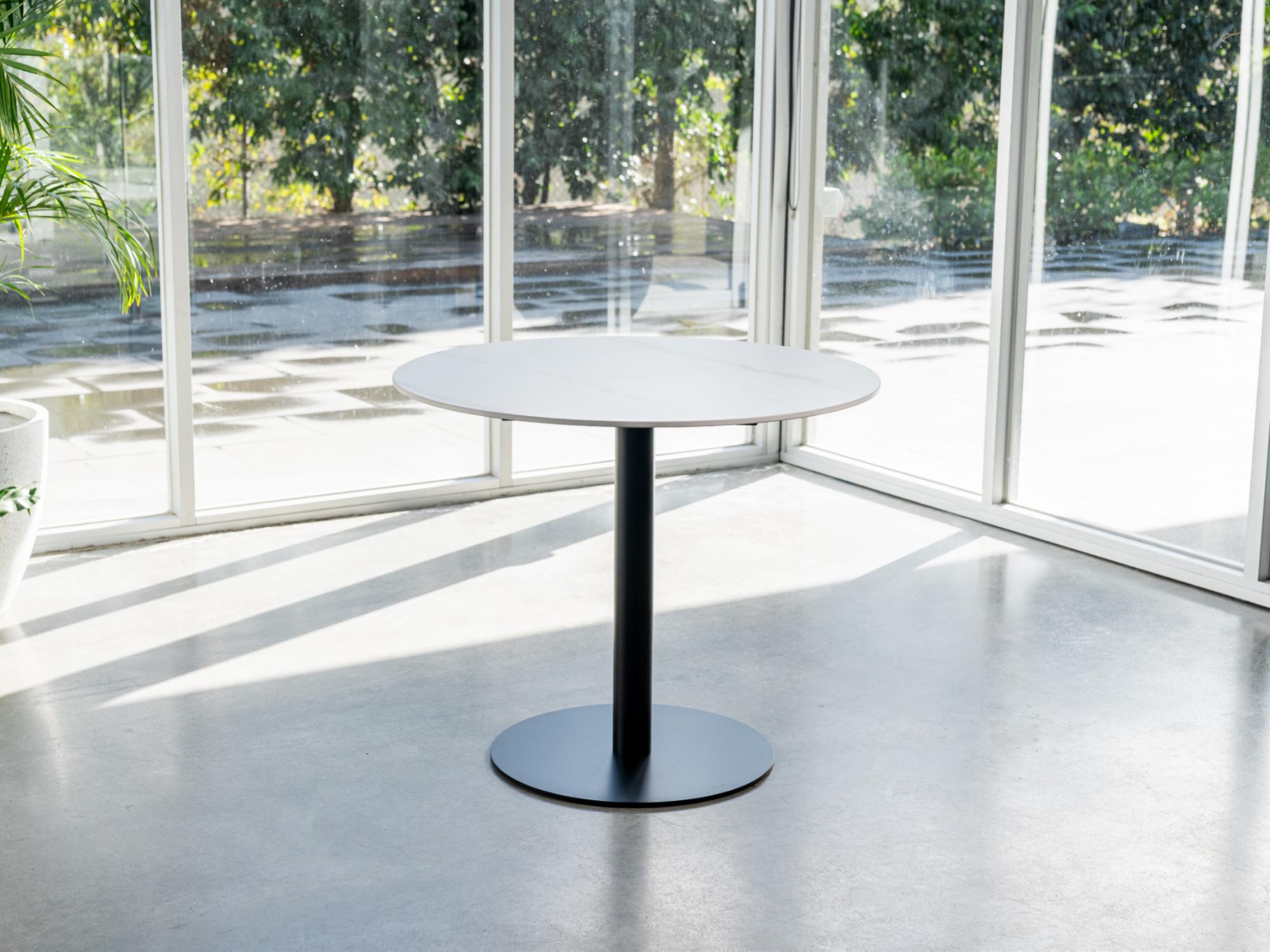 Strato Dining Table – White Sevella Marble Effect | Black Frame