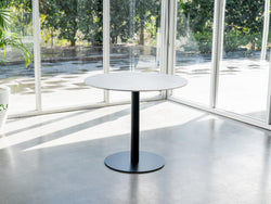 Strato Dining Table – White Sevella Marble Effect | Black Frame