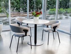 Strato Dining Table – White Sevella Marble Effect | Black Frame