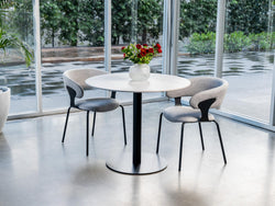 Strato Dining Table – White Sevella Marble Effect | Black Frame