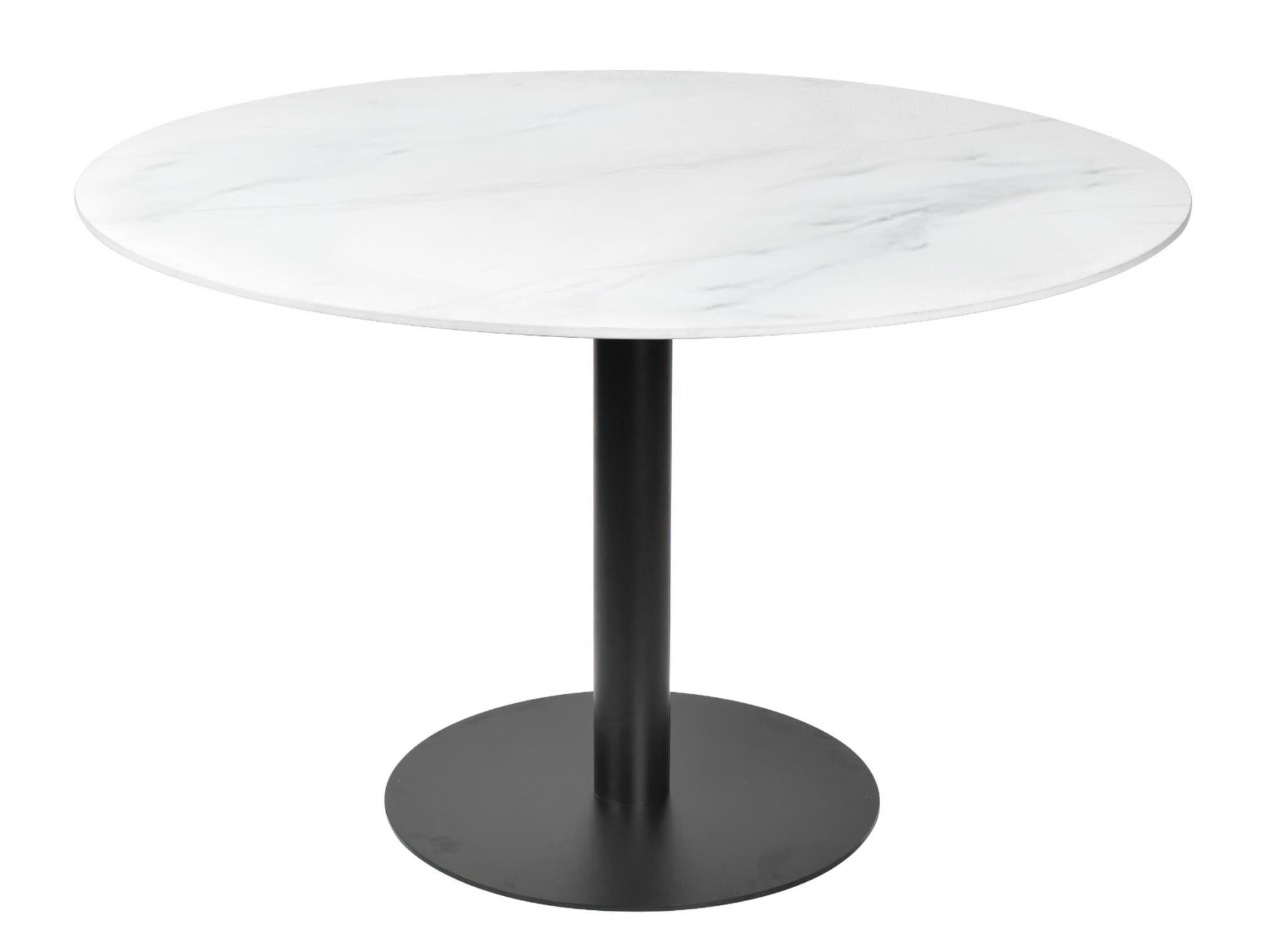 Strato Dining Table – White Sevella Marble Effect | Black Frame