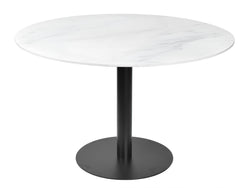 Strato Dining Table – White Sevella Marble Effect | Black Frame