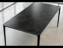 Magnate Dining Table – Grey Stone Ceramic | Black Frame