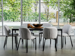 Magnate Dining Table – Grey Stone Ceramic | Black Frame