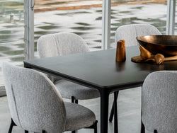 Magnate Dining Table – Grey Stone Ceramic | Black Frame